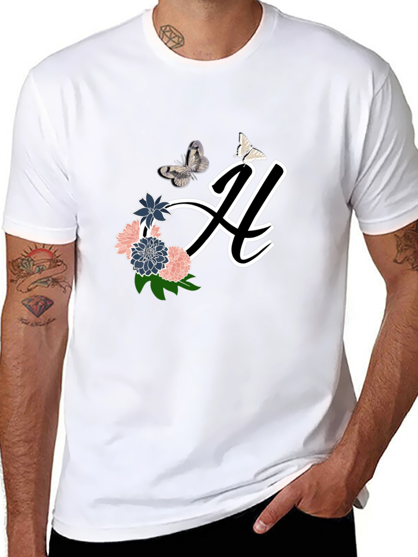 Floral Butterfly Initial T-Shirt