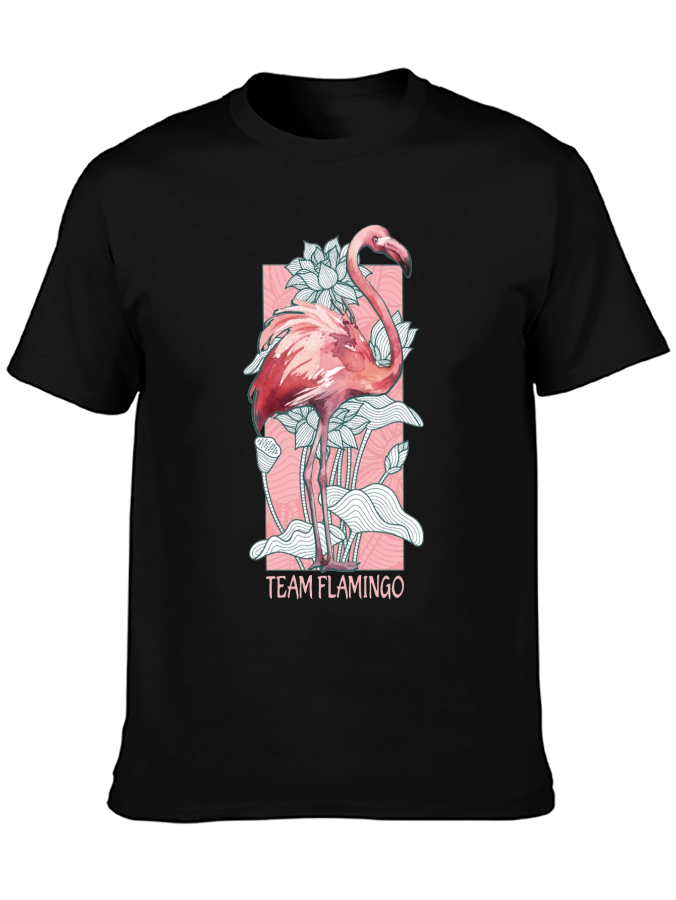 Team Flamingo Graphic Tee - Black Cotton Blend