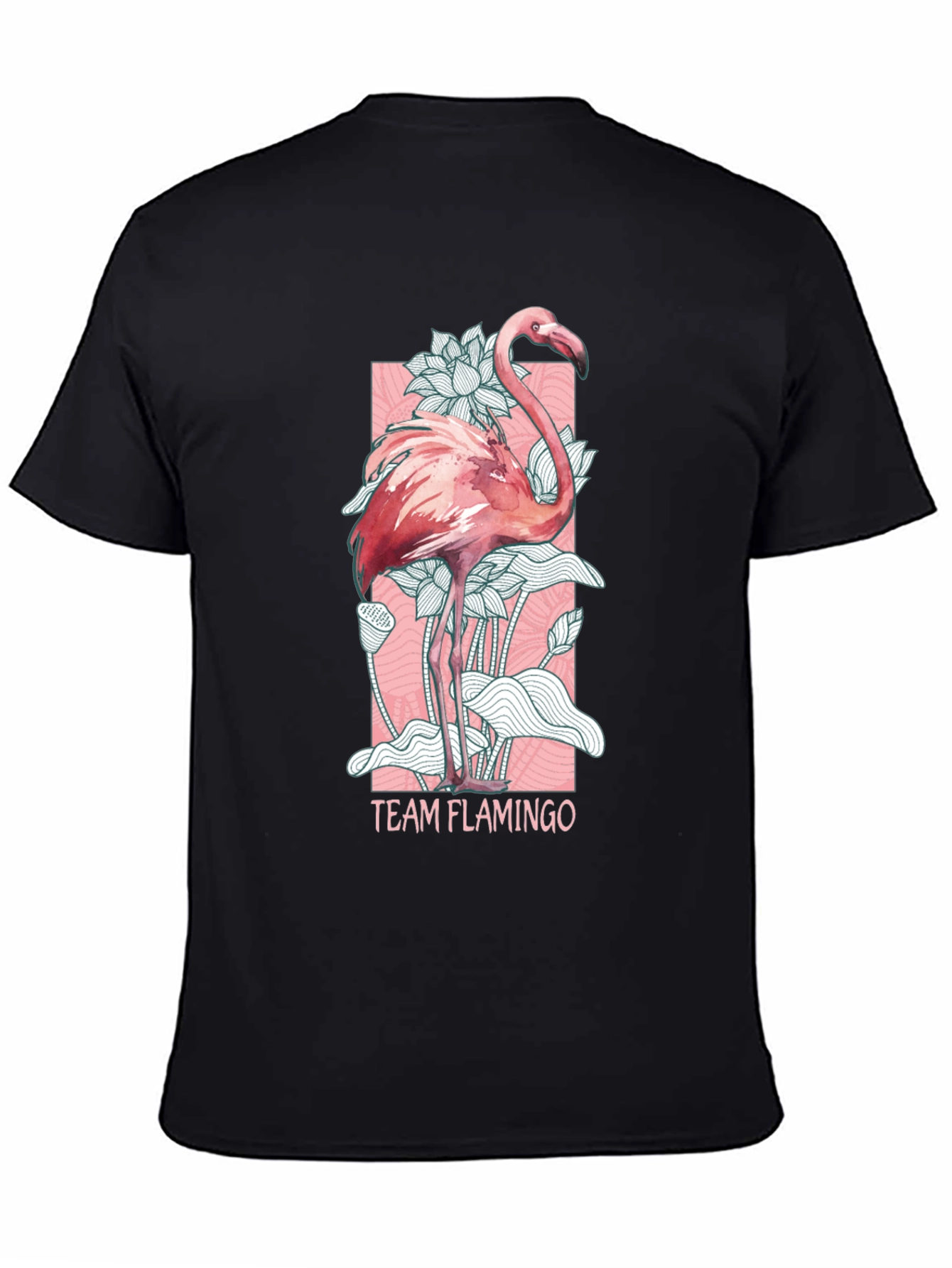 Team Flamingo Graphic Tee - Black Cotton Blend