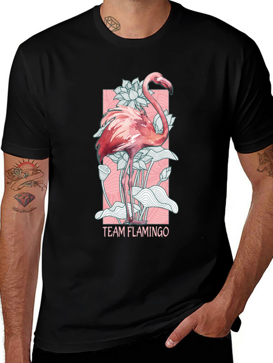 Team Flamingo Graphic Tee - Black Cotton Blend