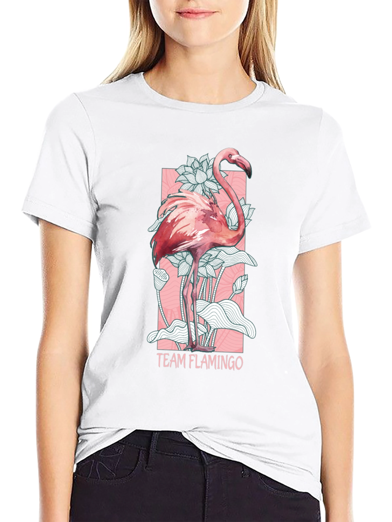 Team Flamingo Graphic Tee - Black Cotton Blend