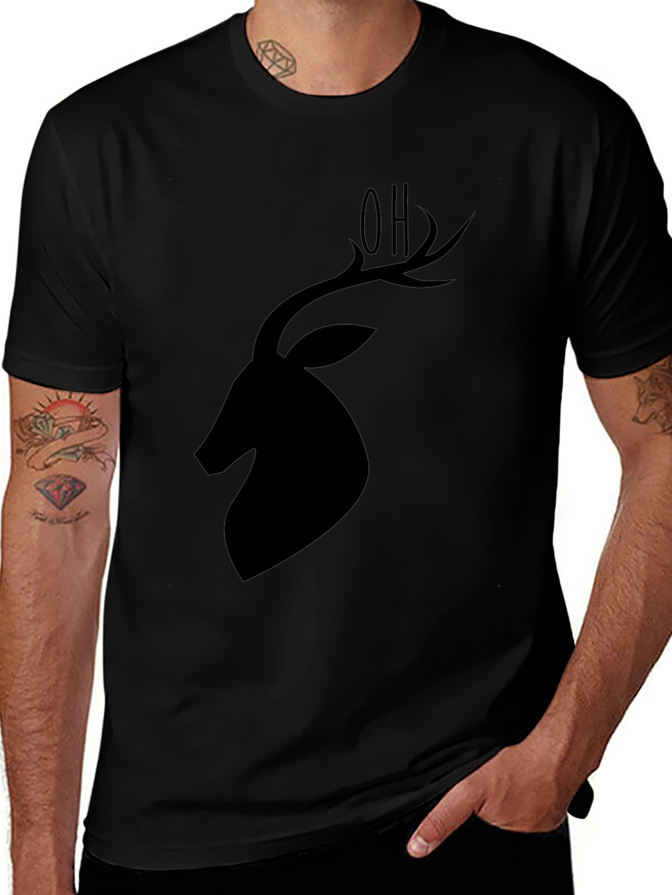 Deer Silhouette T-Shirt - Black Graphic Tee
