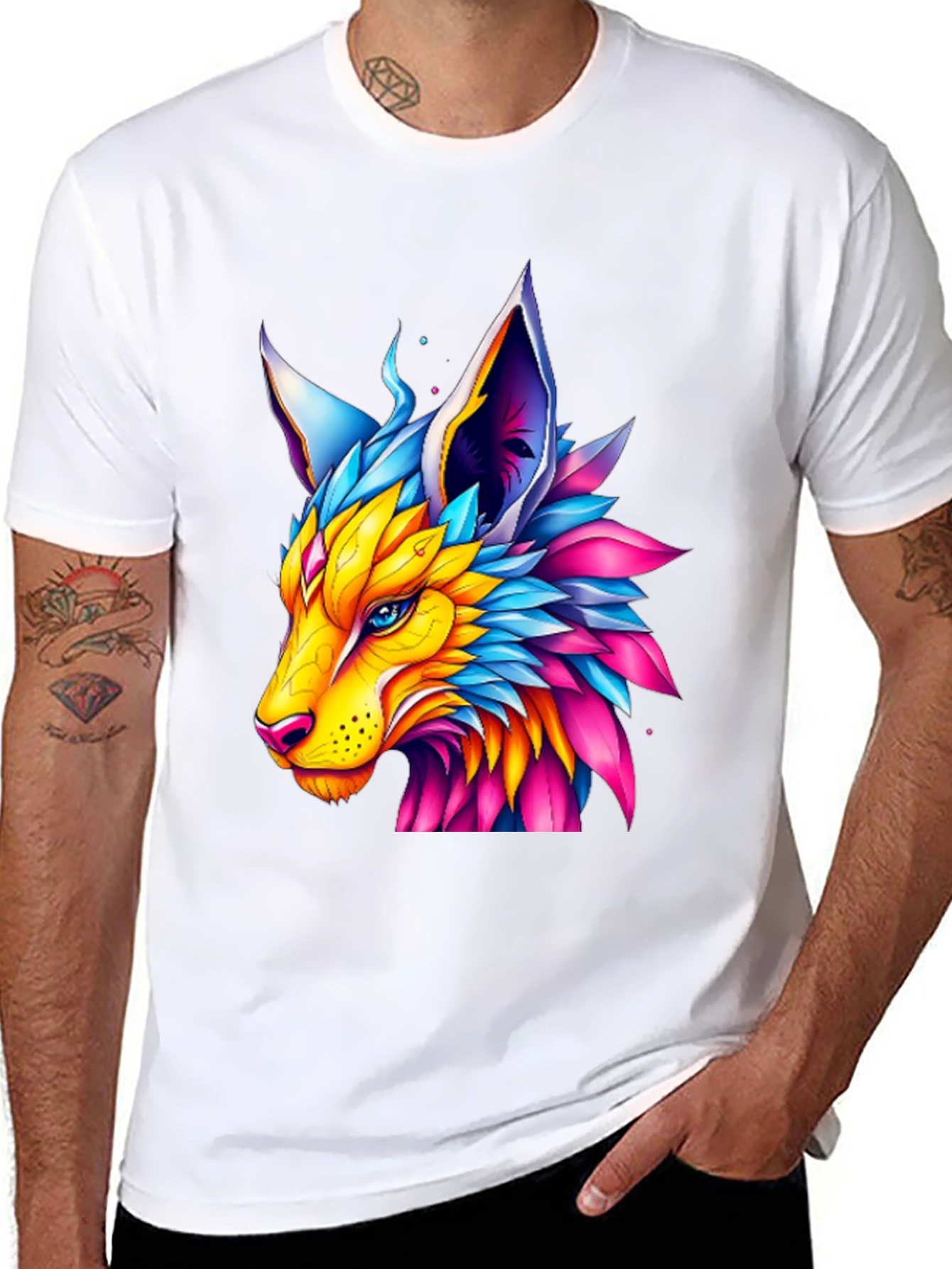 Colorful Fox Graphic T-Shirt