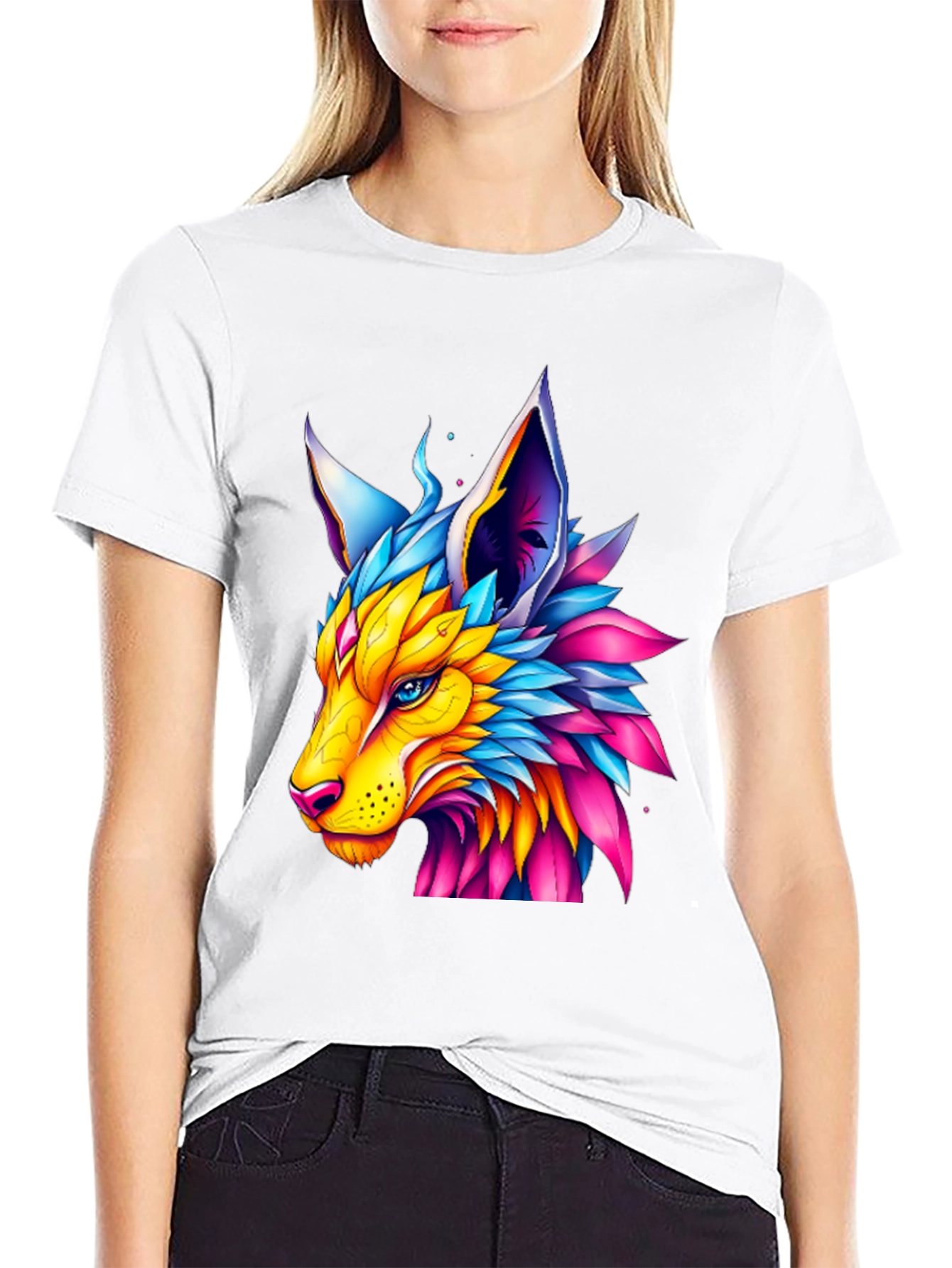 Colorful Fox Graphic T-Shirt