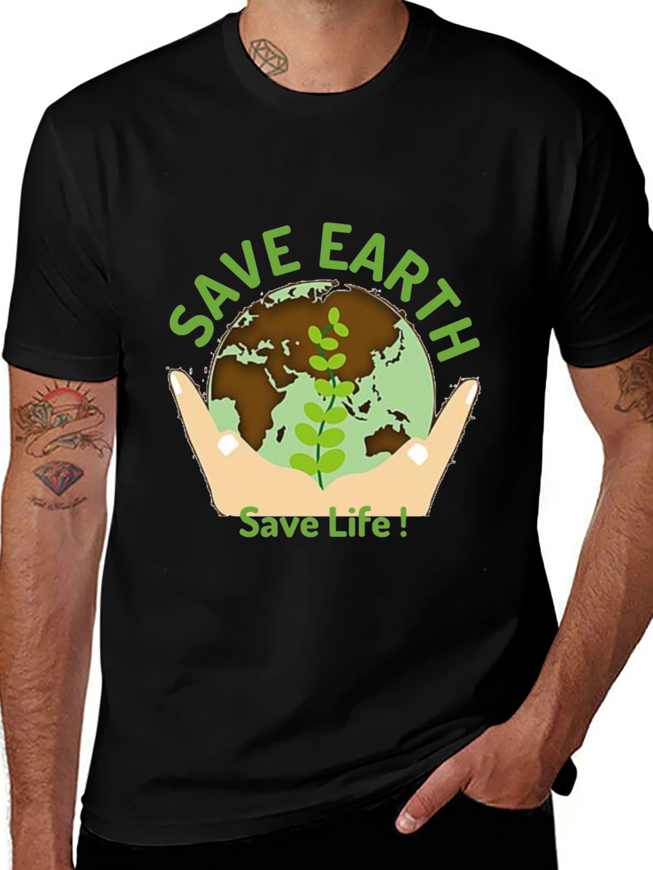 Save Earth Graphic Tee - Black