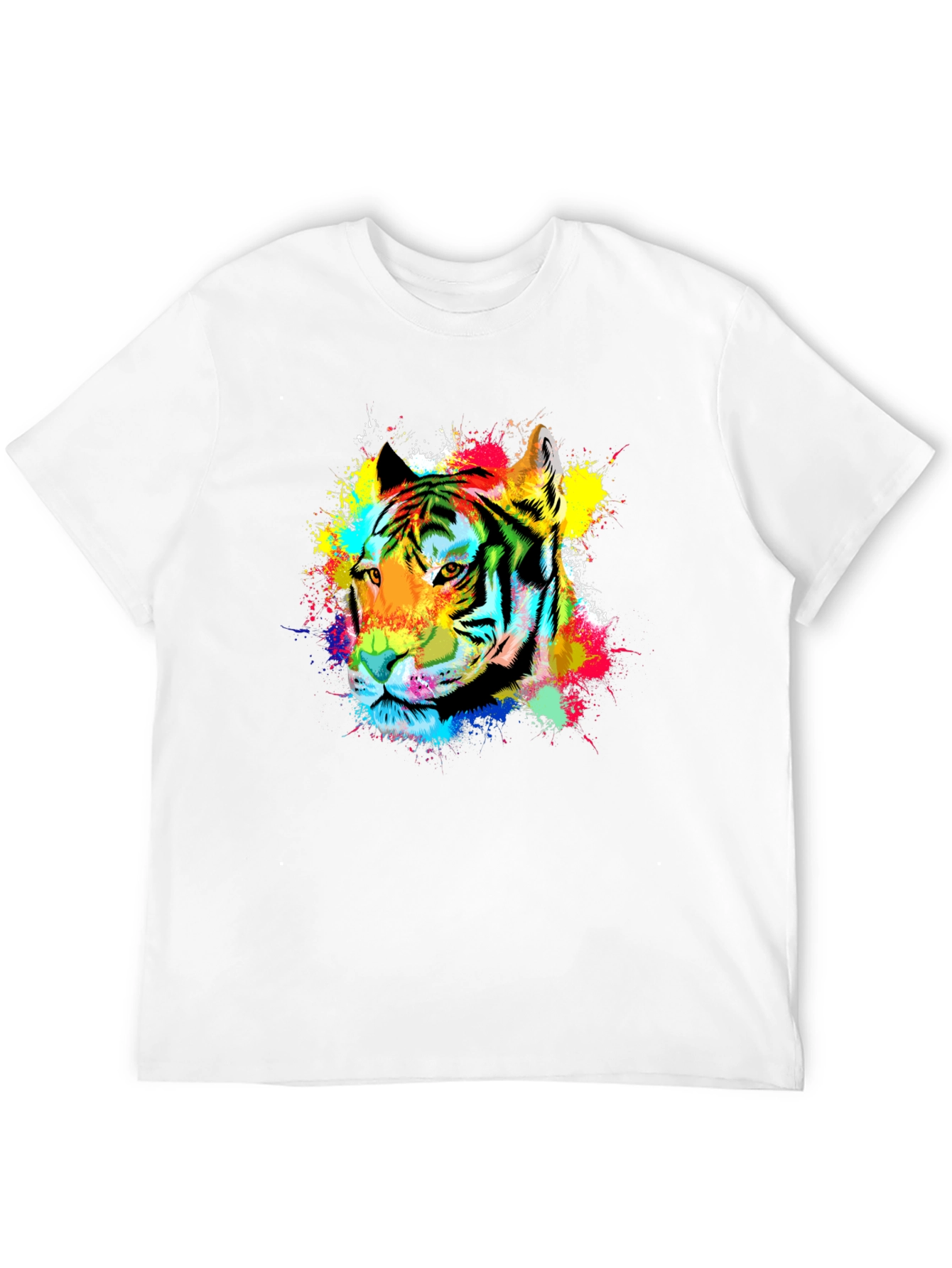 Vibrant Tiger Graphic Tee - Black Cotton Blend