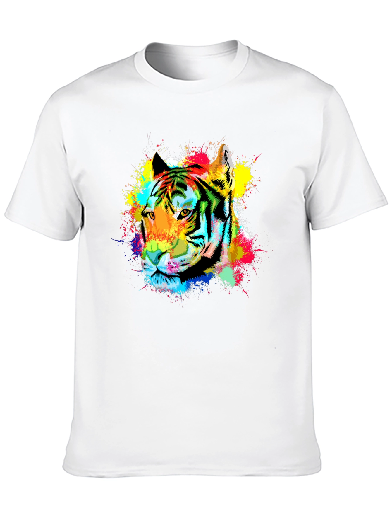 Vibrant Tiger Graphic Tee - Black Cotton Blend
