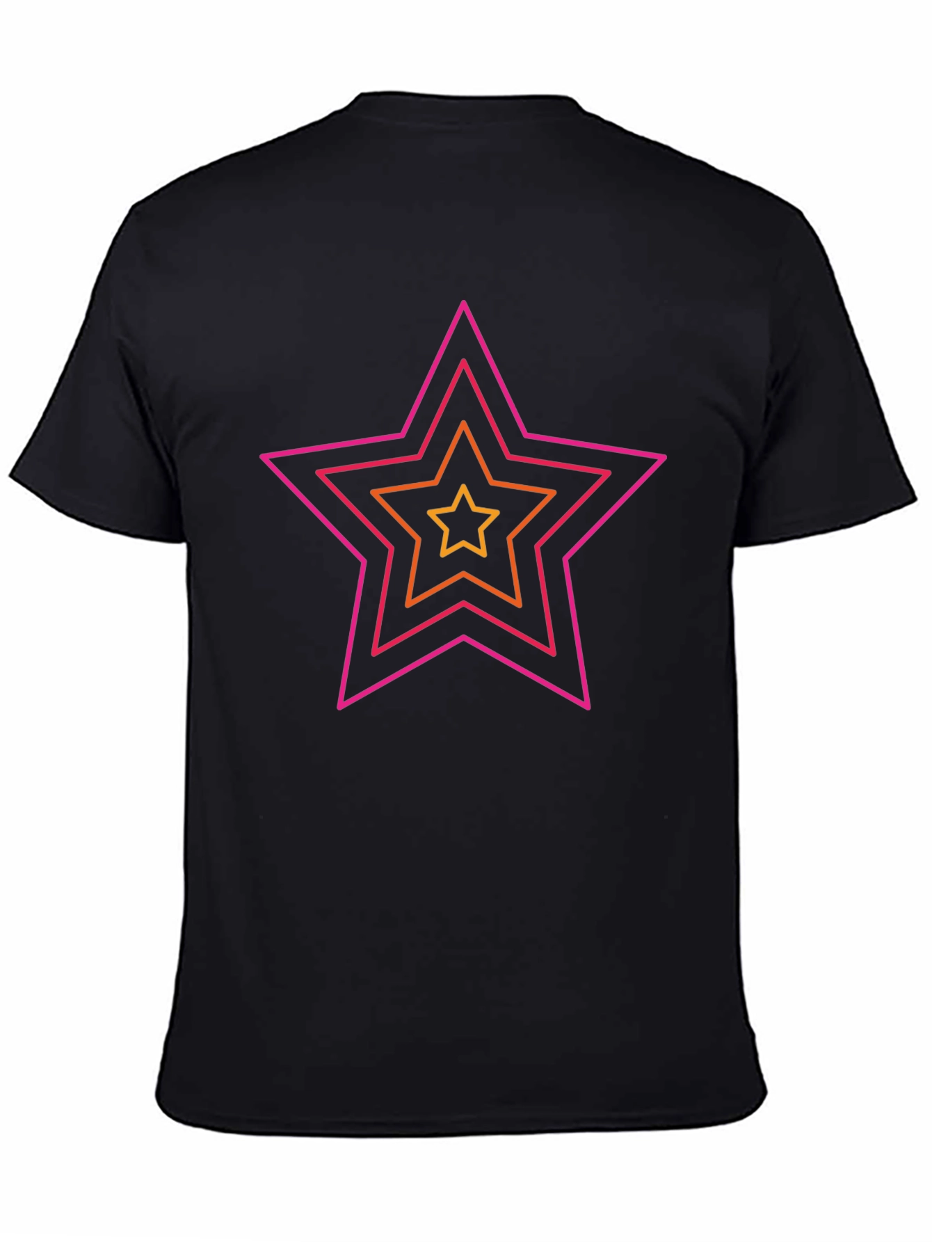 Retro Star Graphic Tee - Black Cotton Casual Shirt