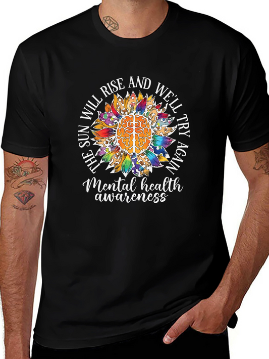 Mental Health Awareness T-Shirt Sunflower Brain Tee