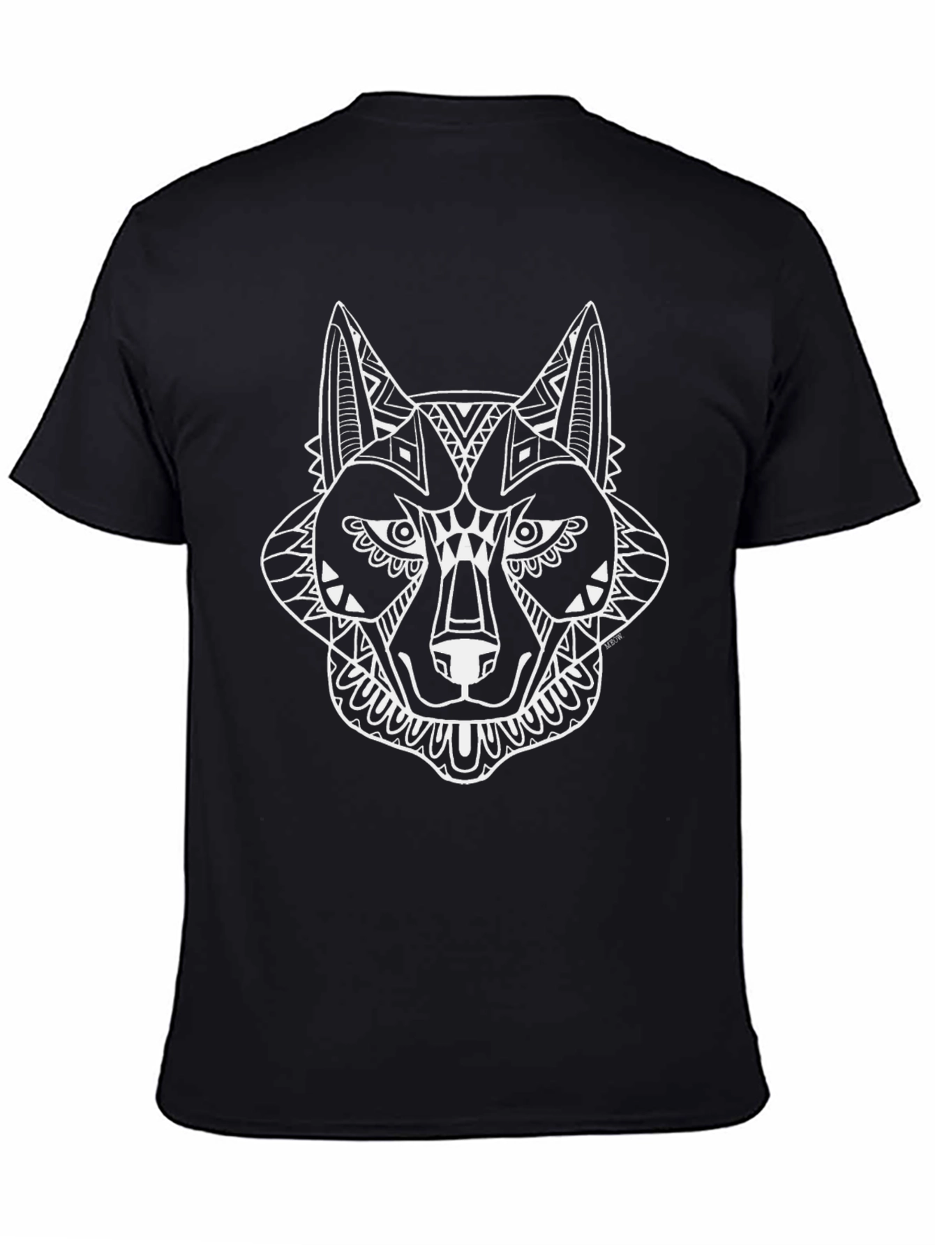 Wolf Graphic Tee - Black Cotton Blend Crew Neck