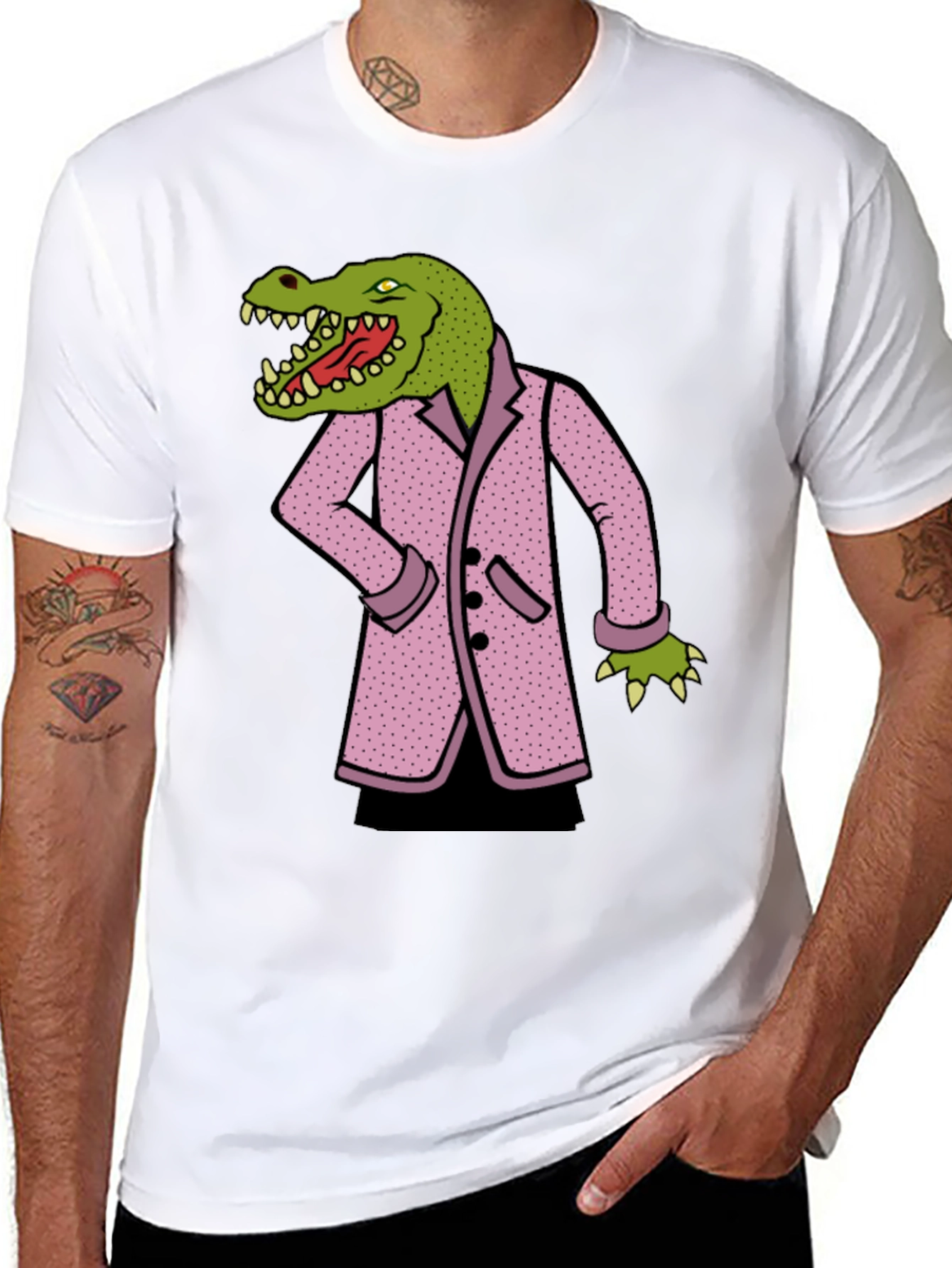 Crocodile in Suit Graphic Tee - Black