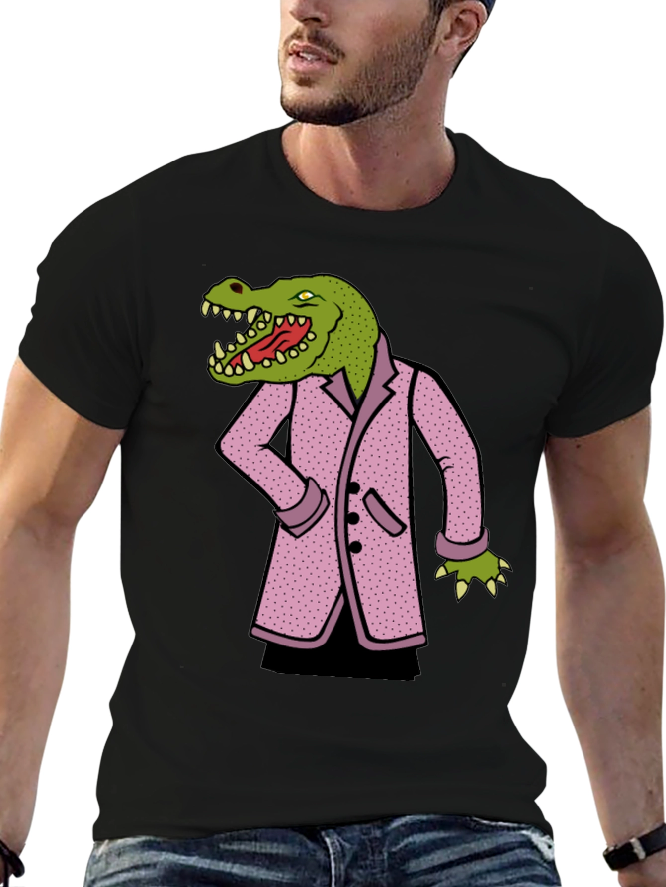 Crocodile in Suit Graphic Tee - Black
