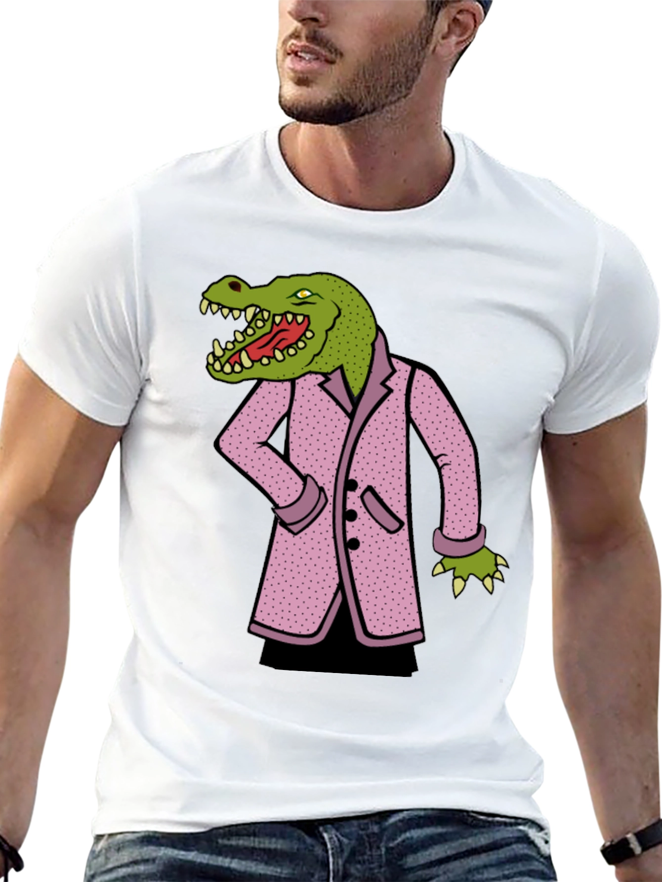 Crocodile in Suit Graphic Tee - Black