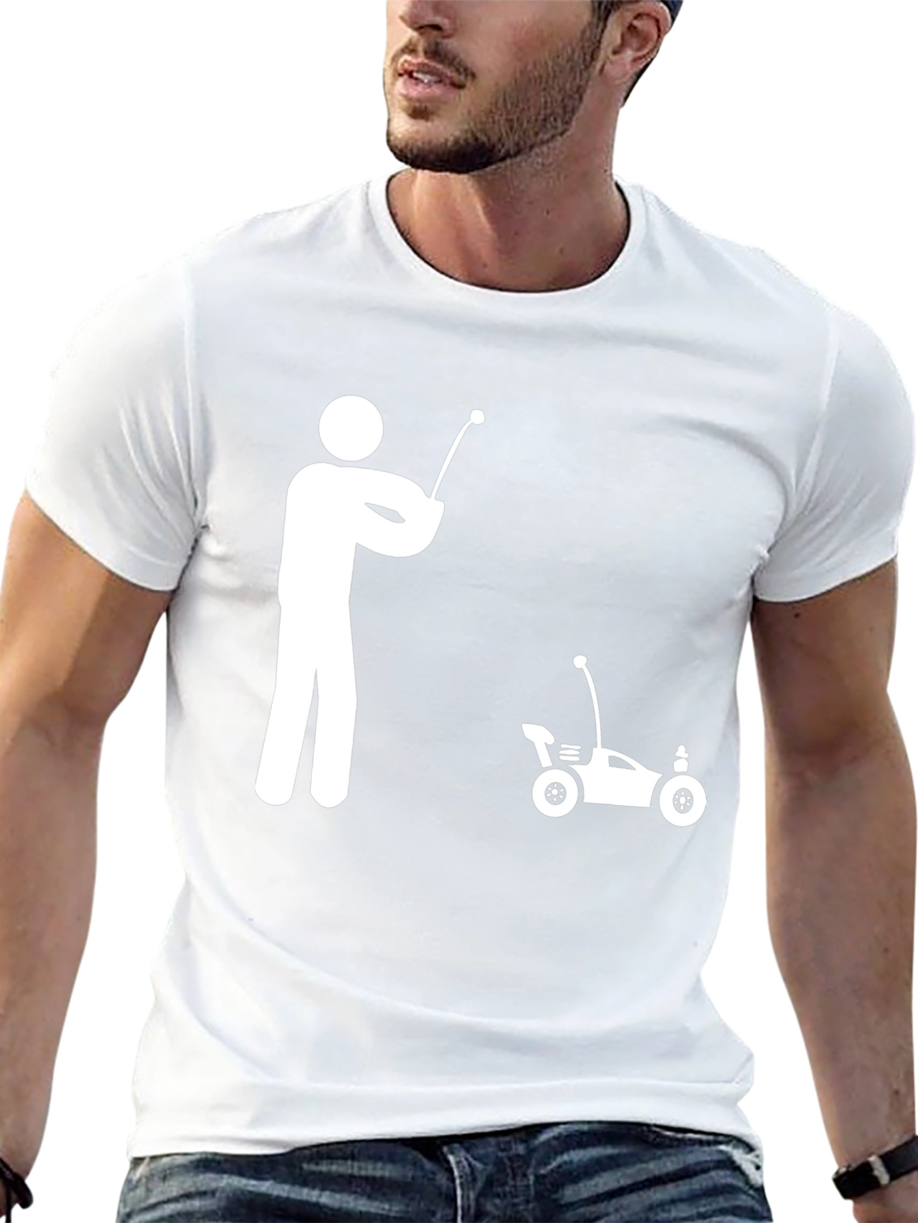 RC Car Stick Figure T-Shirt - Black