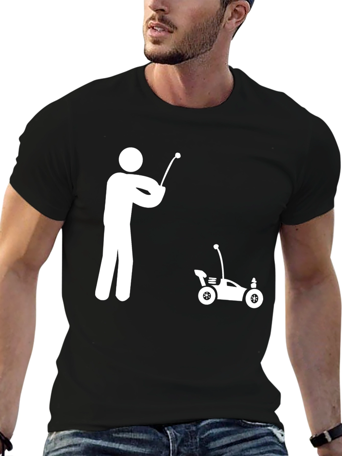 RC Car Stick Figure T-Shirt - Black