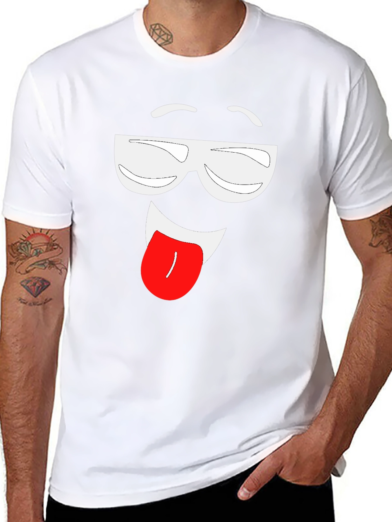 Funny Face Graphic Tee - Black Cotton T-Shirt