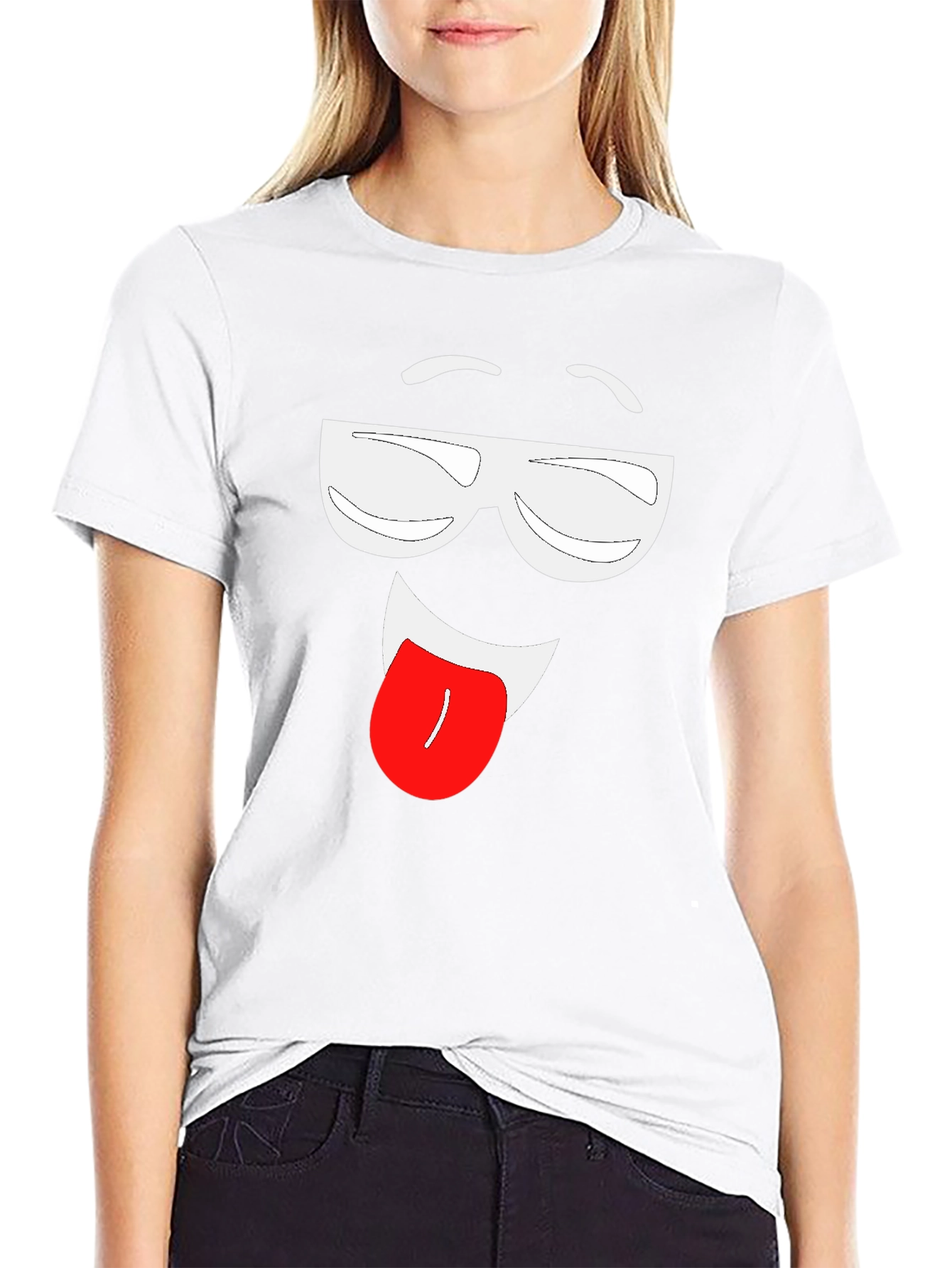 Funny Face Graphic Tee - Black Cotton T-Shirt