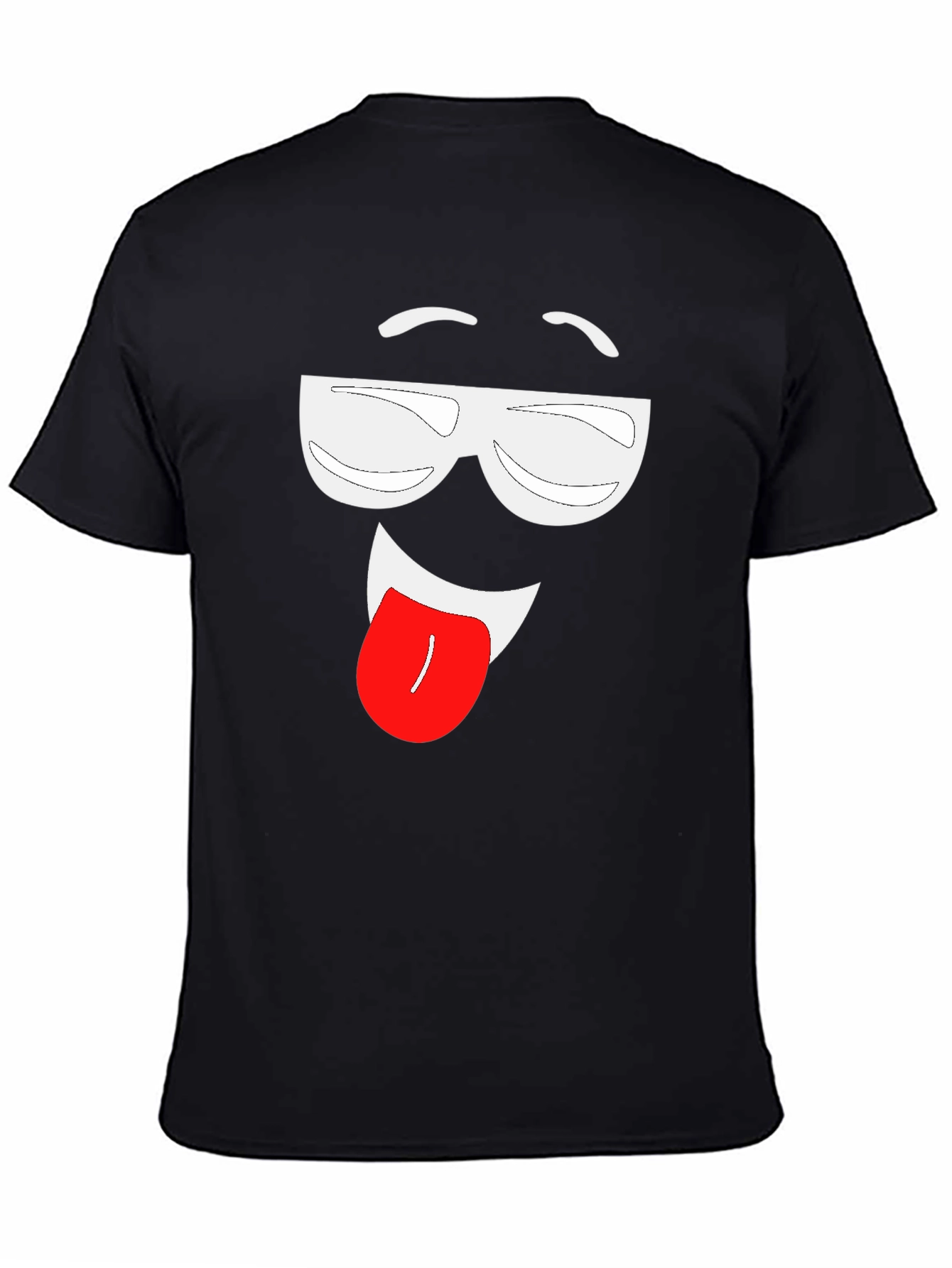 Funny Face Graphic Tee - Black Cotton T-Shirt