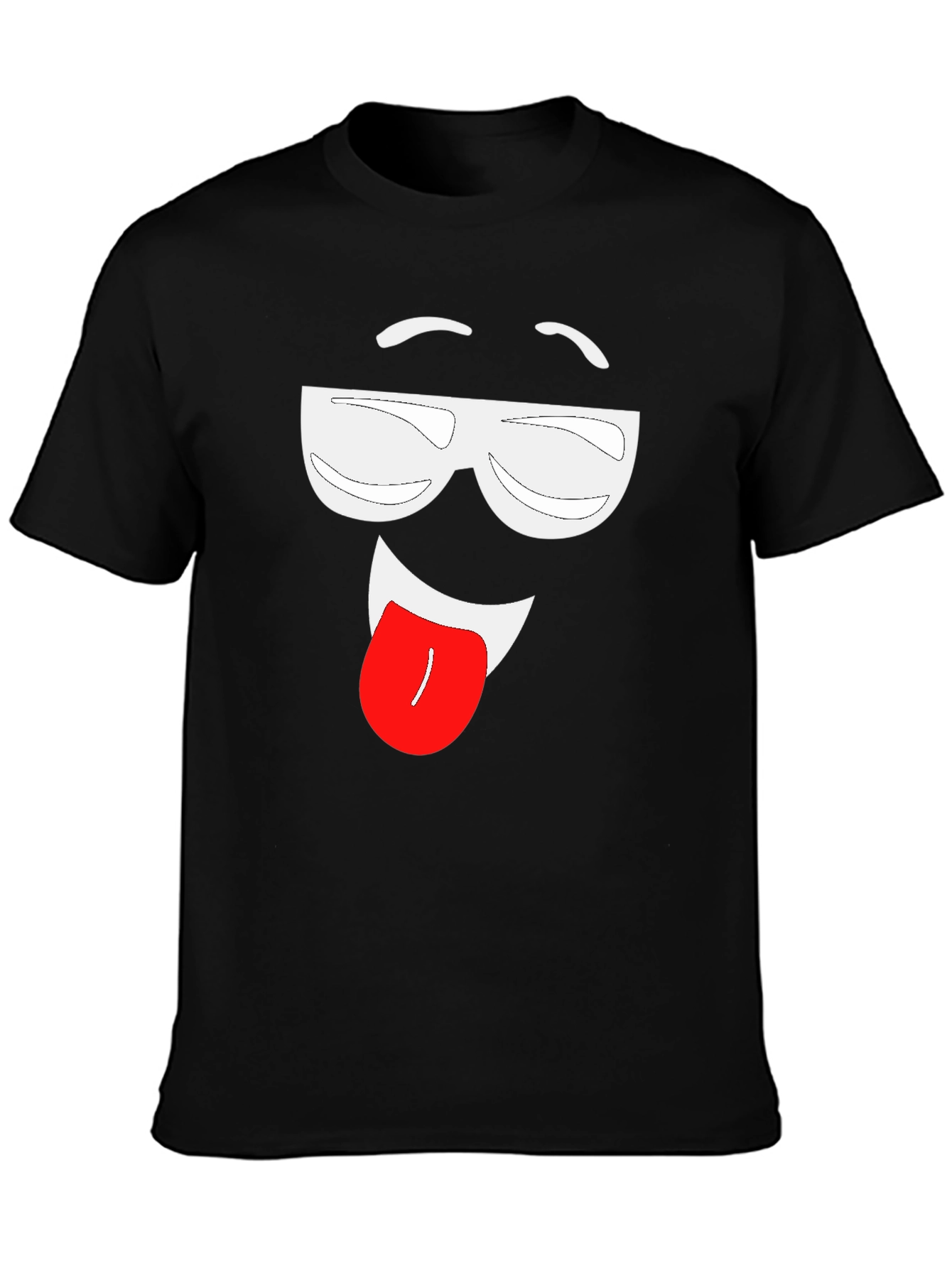 Funny Face Graphic Tee - Black Cotton T-Shirt