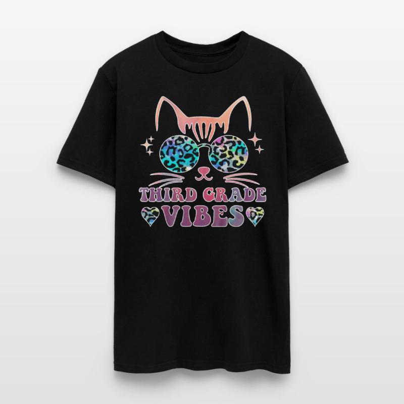Back To School 3rd Grade Vibes Leopard Tie Dye Cat