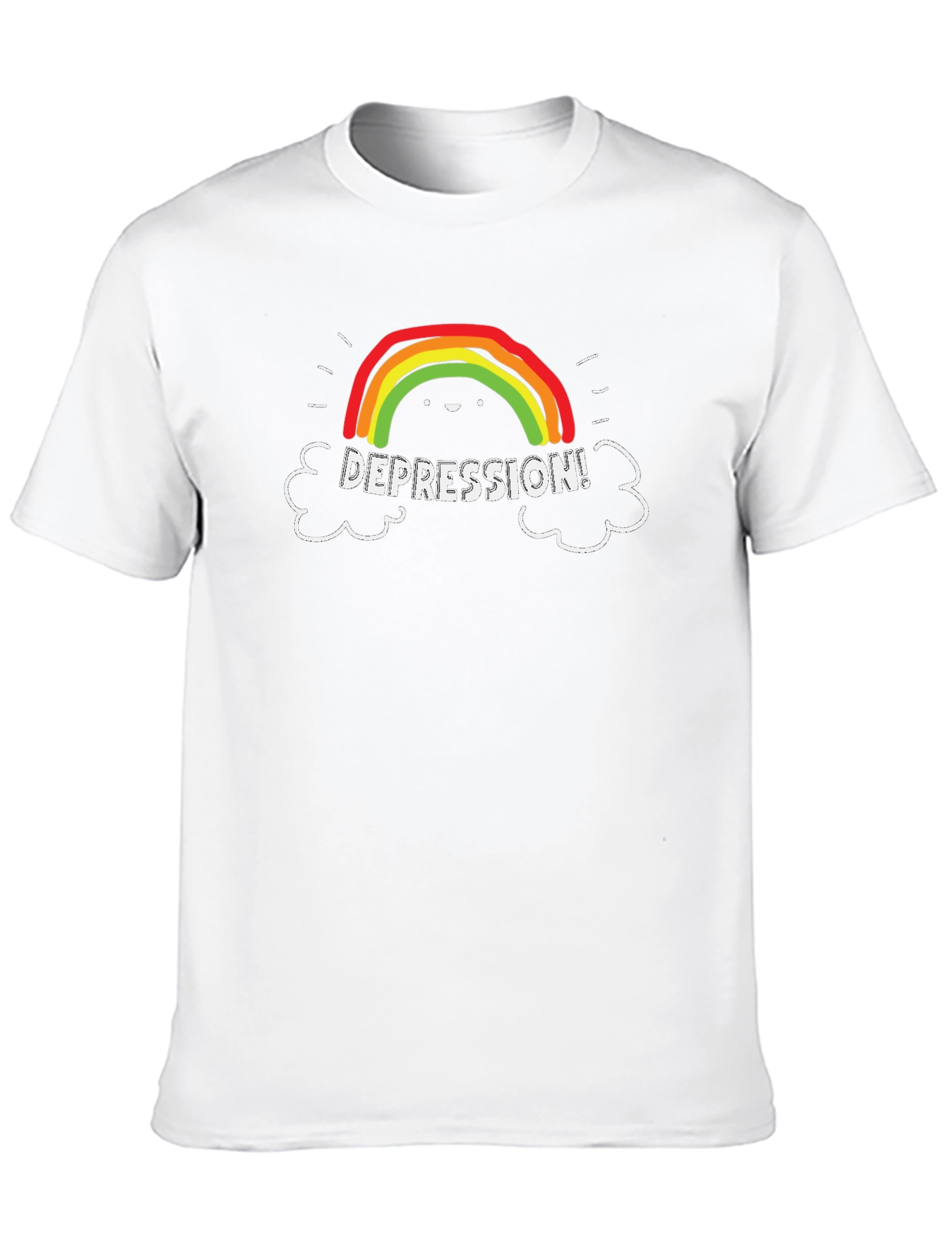 Depression Rainbow Graphic Tee - Black Casual T-Shirt