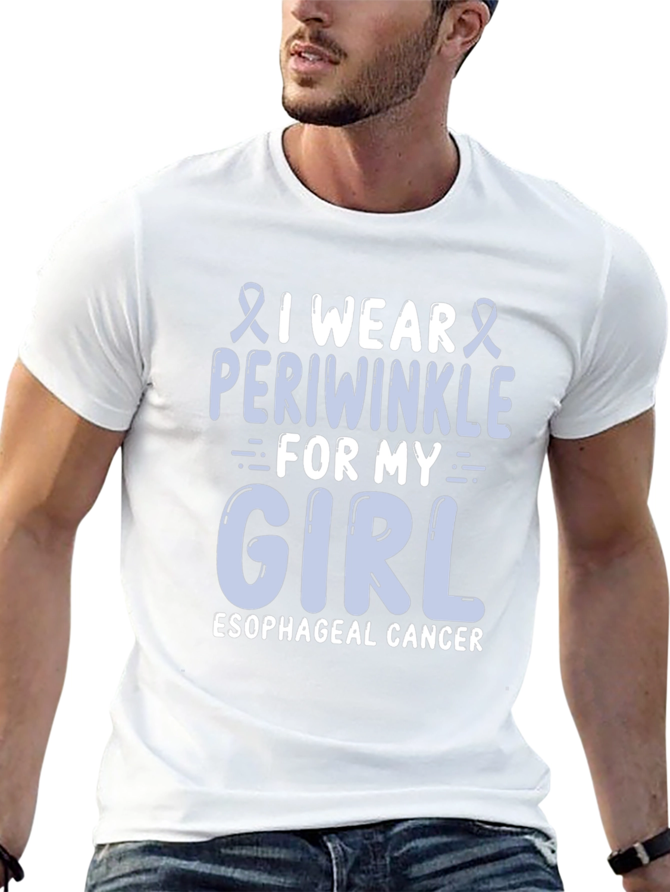 Esophageal Cancer Awareness T-Shirt - Periwinkle Ribbon