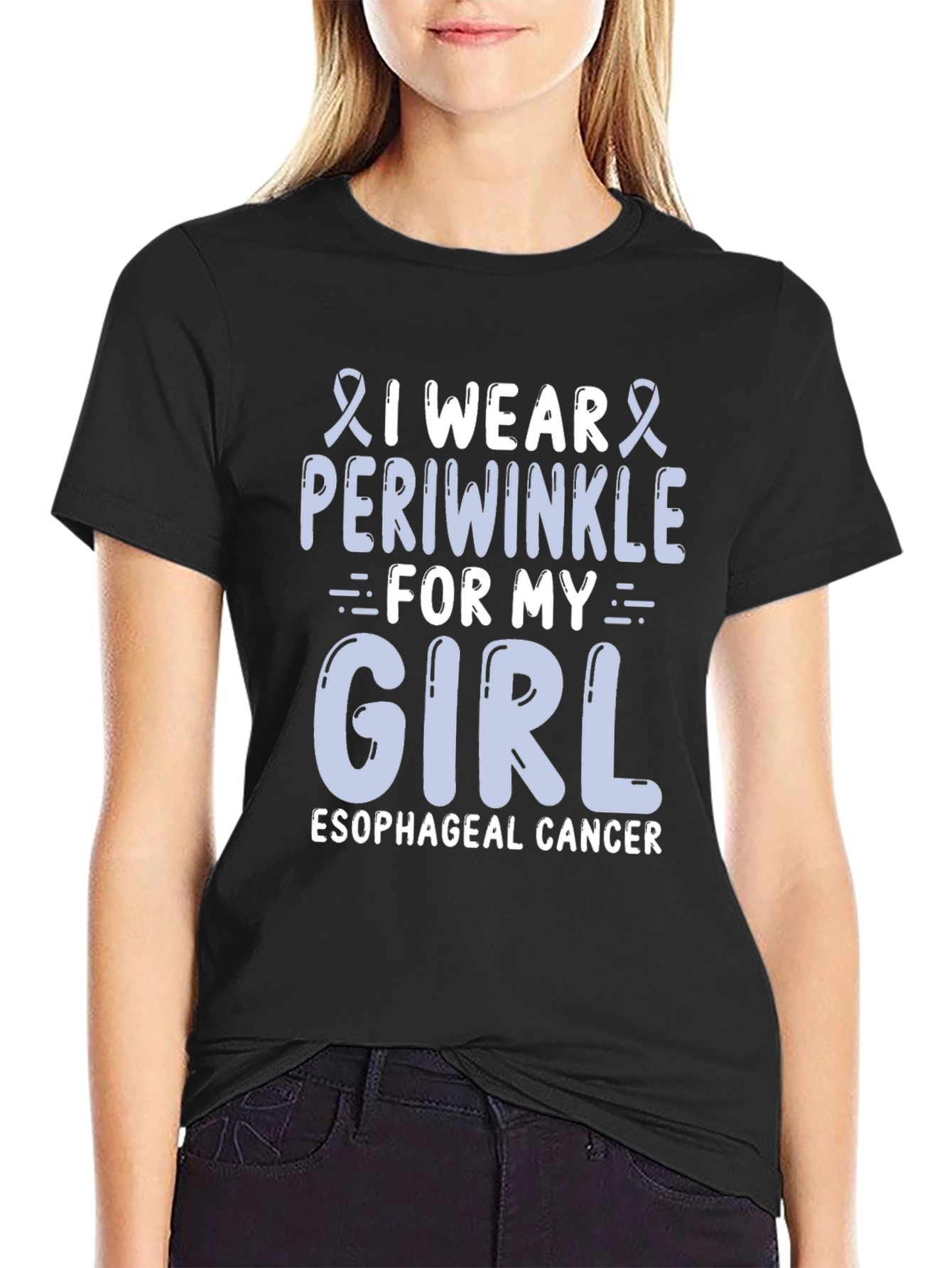 Esophageal Cancer Awareness T-Shirt - Periwinkle Ribbon