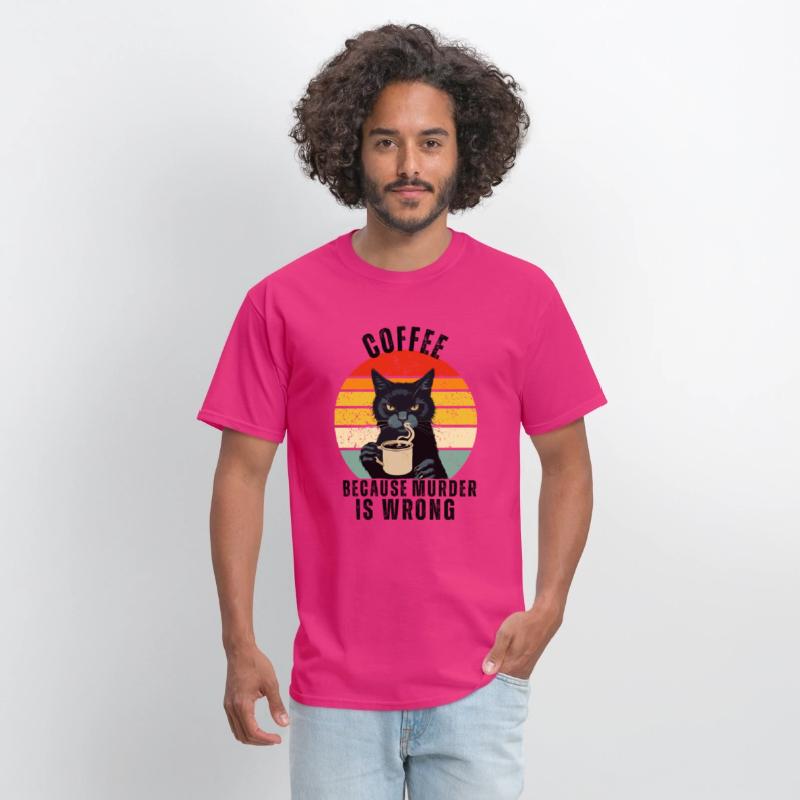 Black Cat Drinking Coffee Because Murder Is Wrong