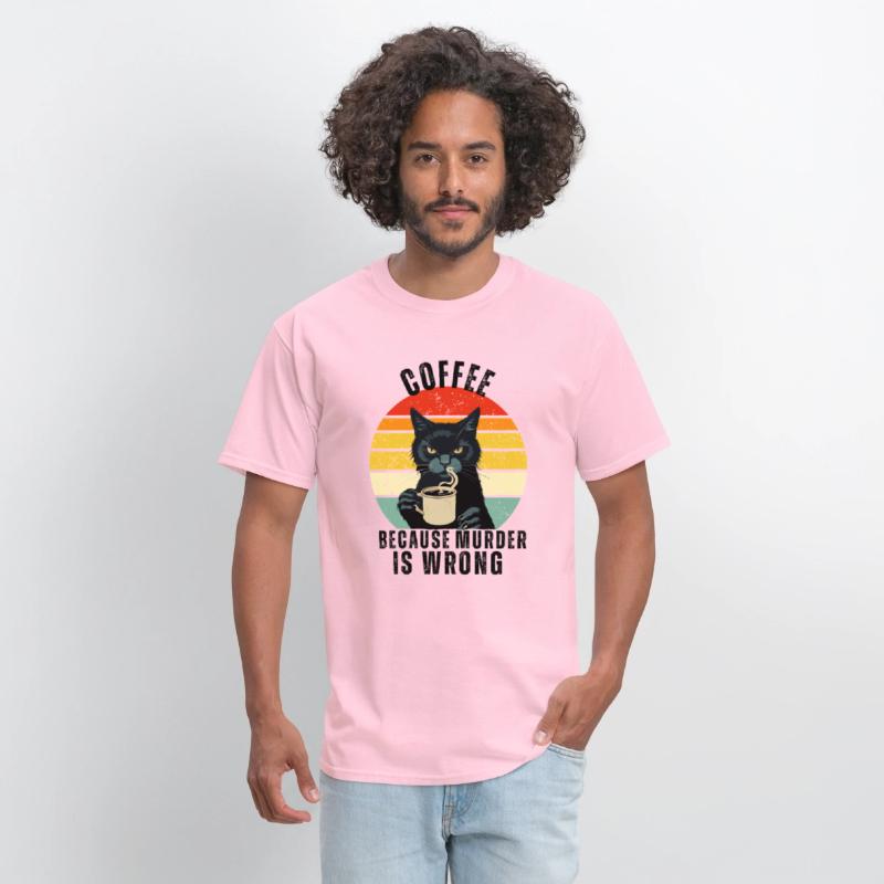 Black Cat Drinking Coffee Because Murder Is Wrong