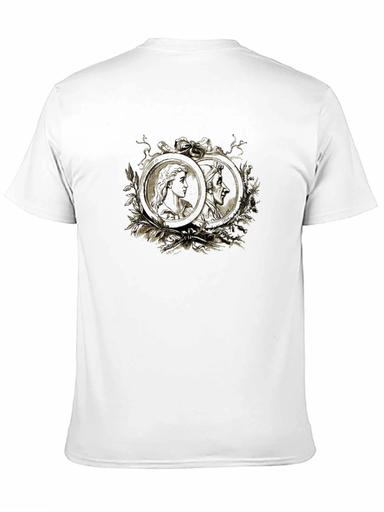 Ornate Cameo Style Graphic Print Black T-Shirt