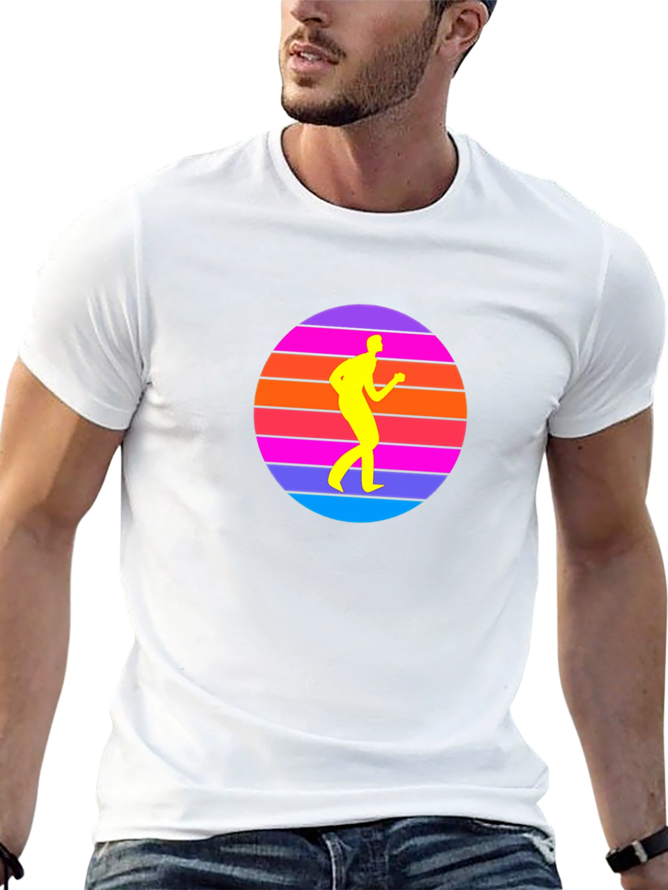 Retro Sunset Dancer Black T-Shirt