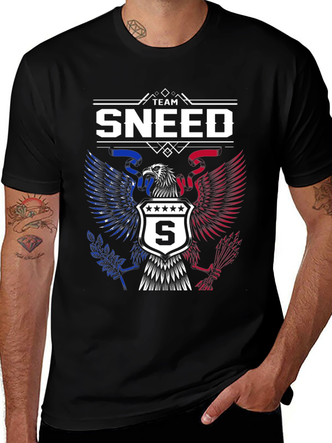 Team Sneed Patriotic Eagle Black T-Shirt