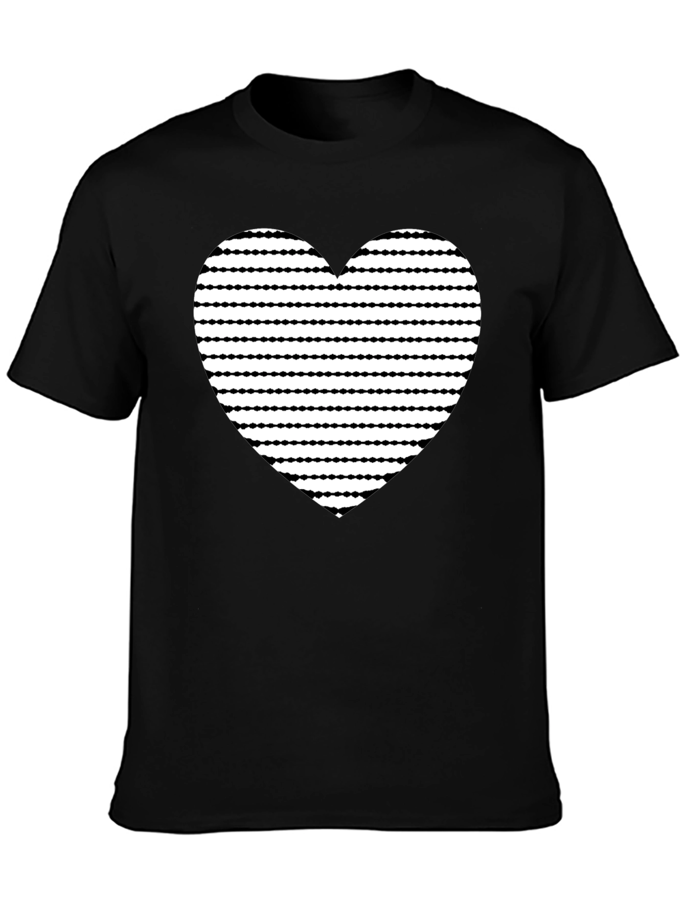 Heart Stripe Graphic Black T-Shirt
