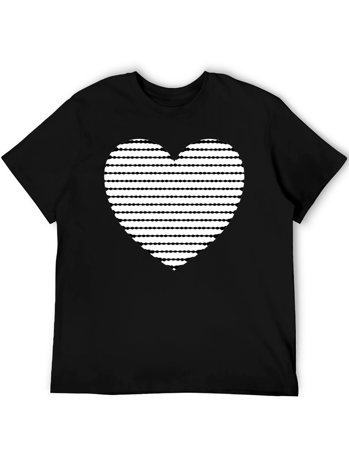 Heart Stripe Graphic Black T-Shirt
