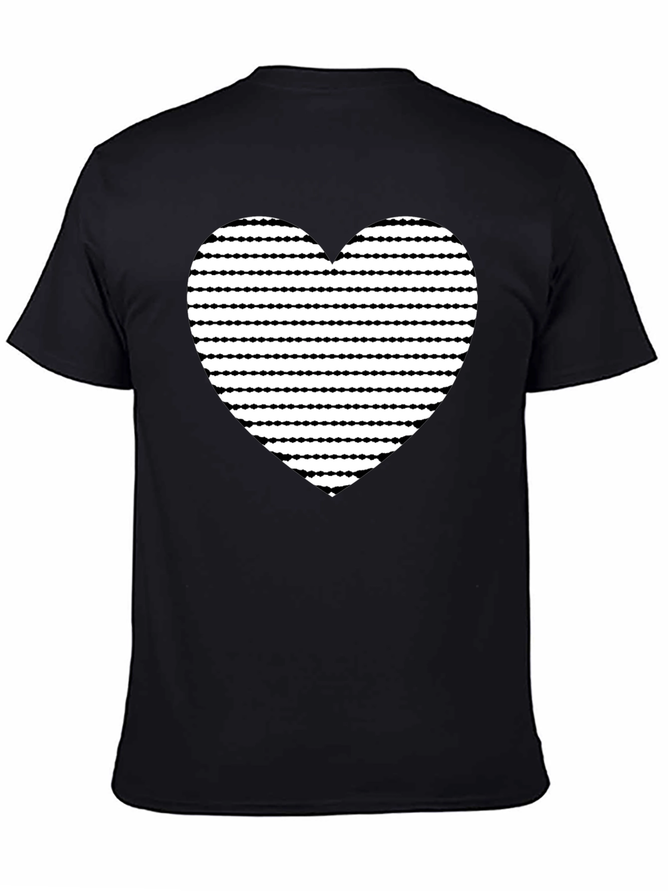 Heart Stripe Graphic Black T-Shirt