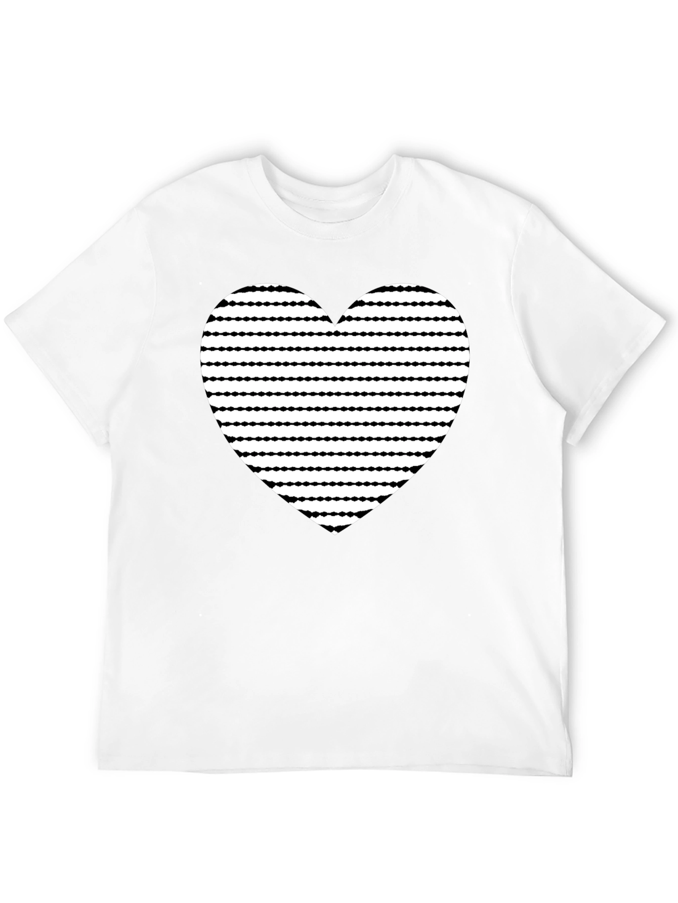 Heart Stripe Graphic Black T-Shirt