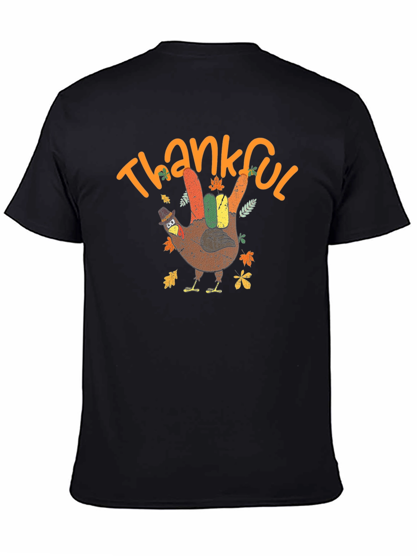 Thankful Turkey Hand T-Shirt Thanksgiving Graphic Tee