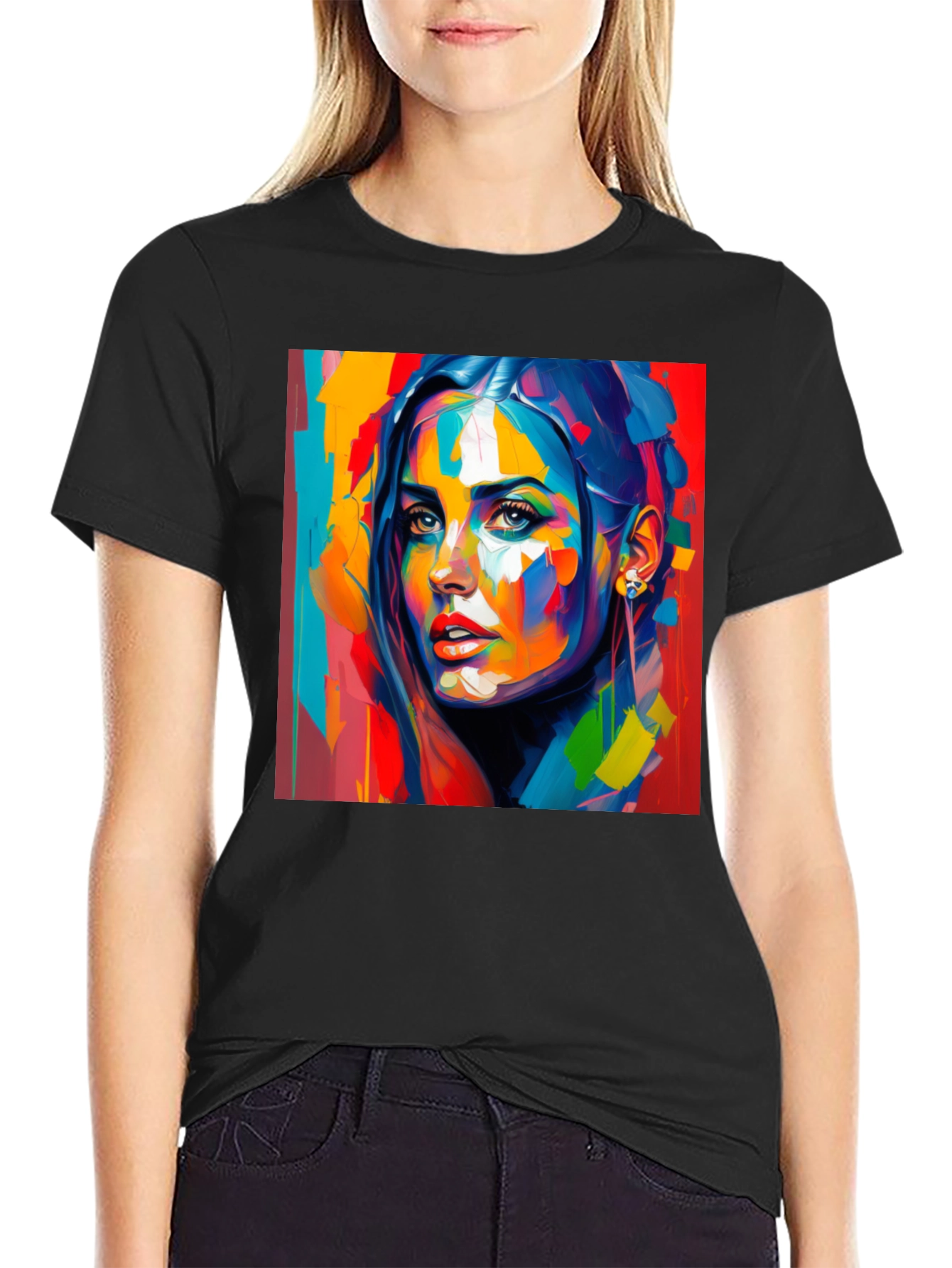 Abstract Woman Art Print Black T-Shirt