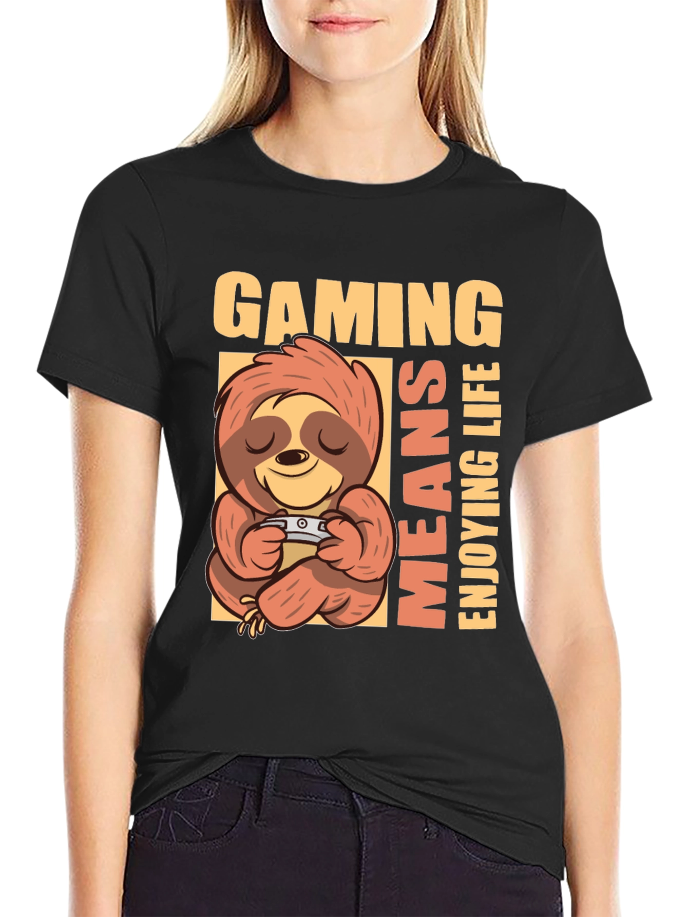 Gaming Sloth Graphic Tee - Enjoying Life T-Shirt