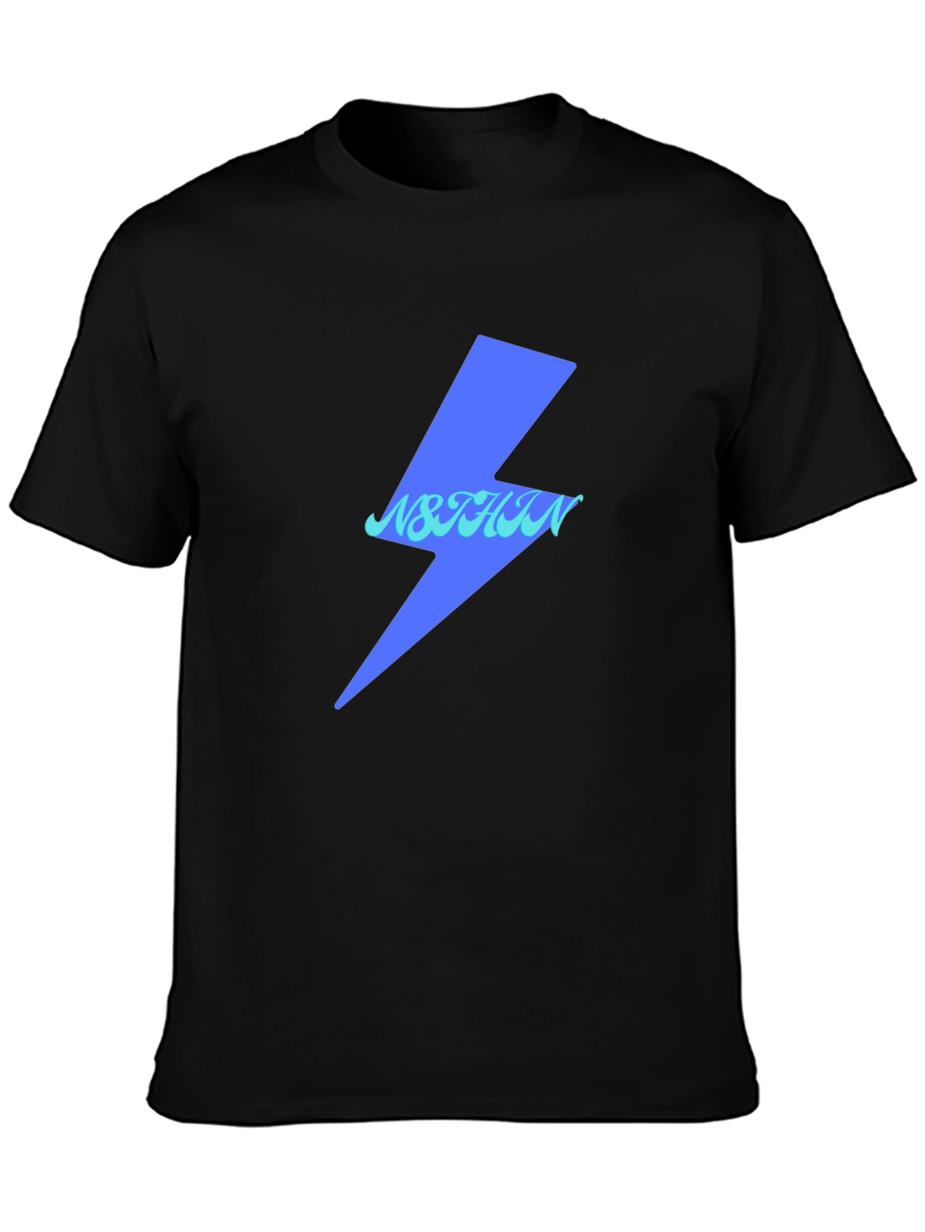 Lightning Bolt Graphic Tee - Black Cotton Casual Top