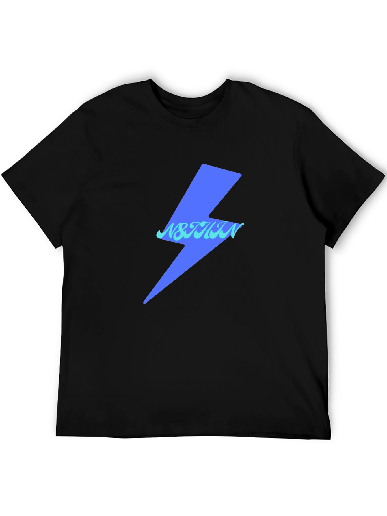 Lightning Bolt Graphic Tee - Black Cotton Casual Top