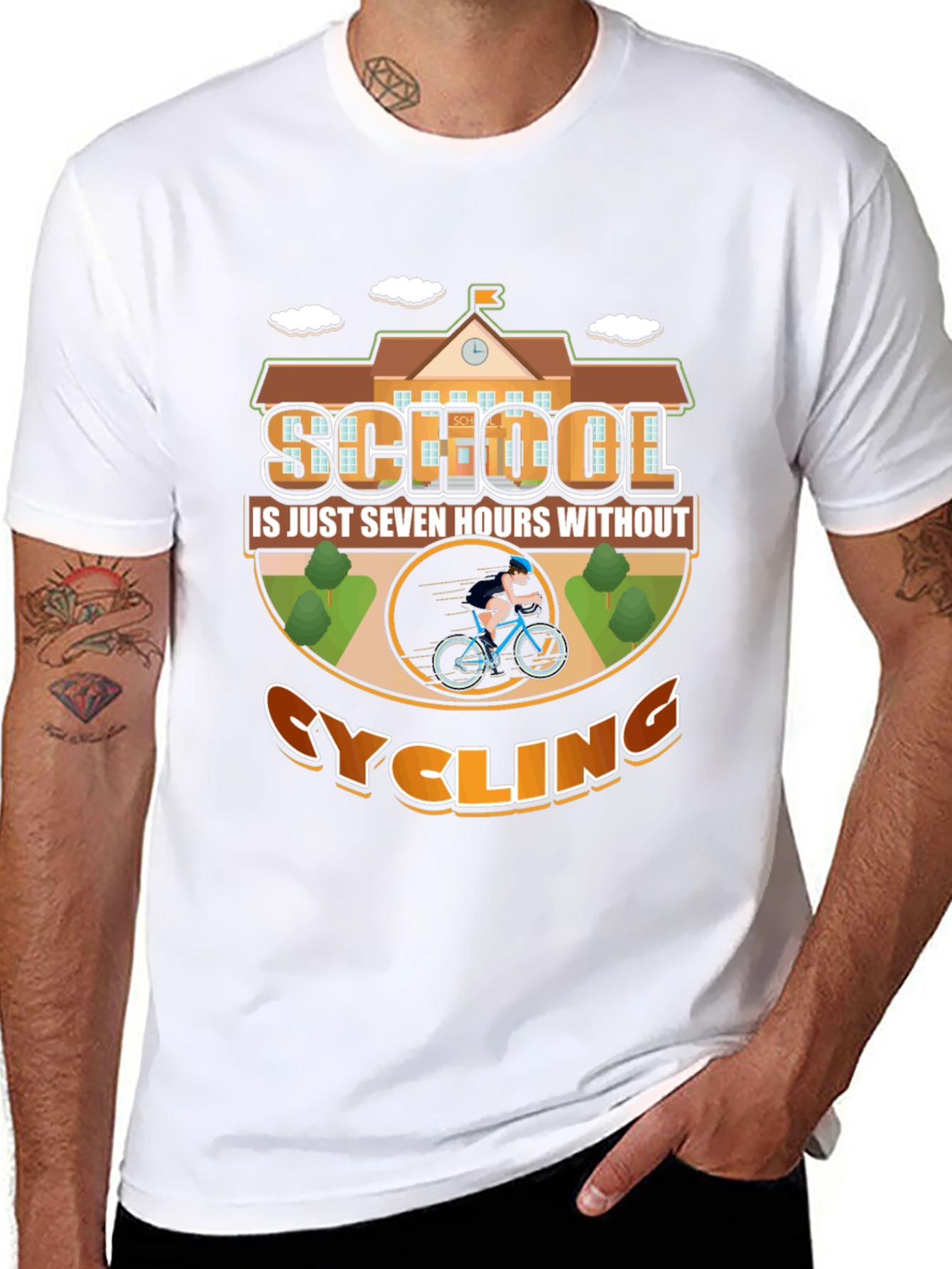 Cycling School T-Shirt: Seven Hours Without Cycling