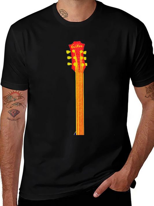 Guitar Neck Graphic Tee - Casual Style