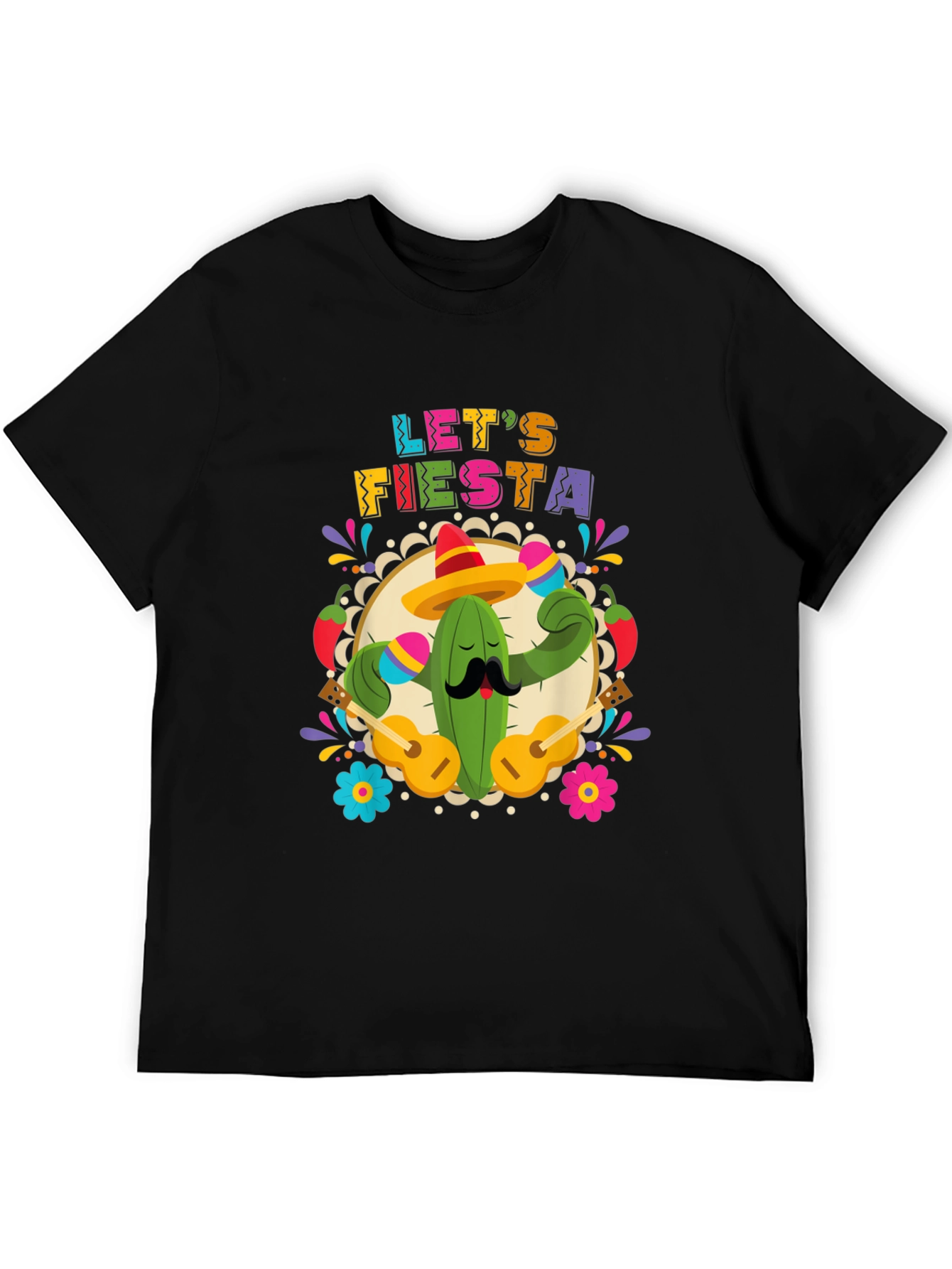 Lets Fiesta Cactus T-Shirt - Mens Black Tee