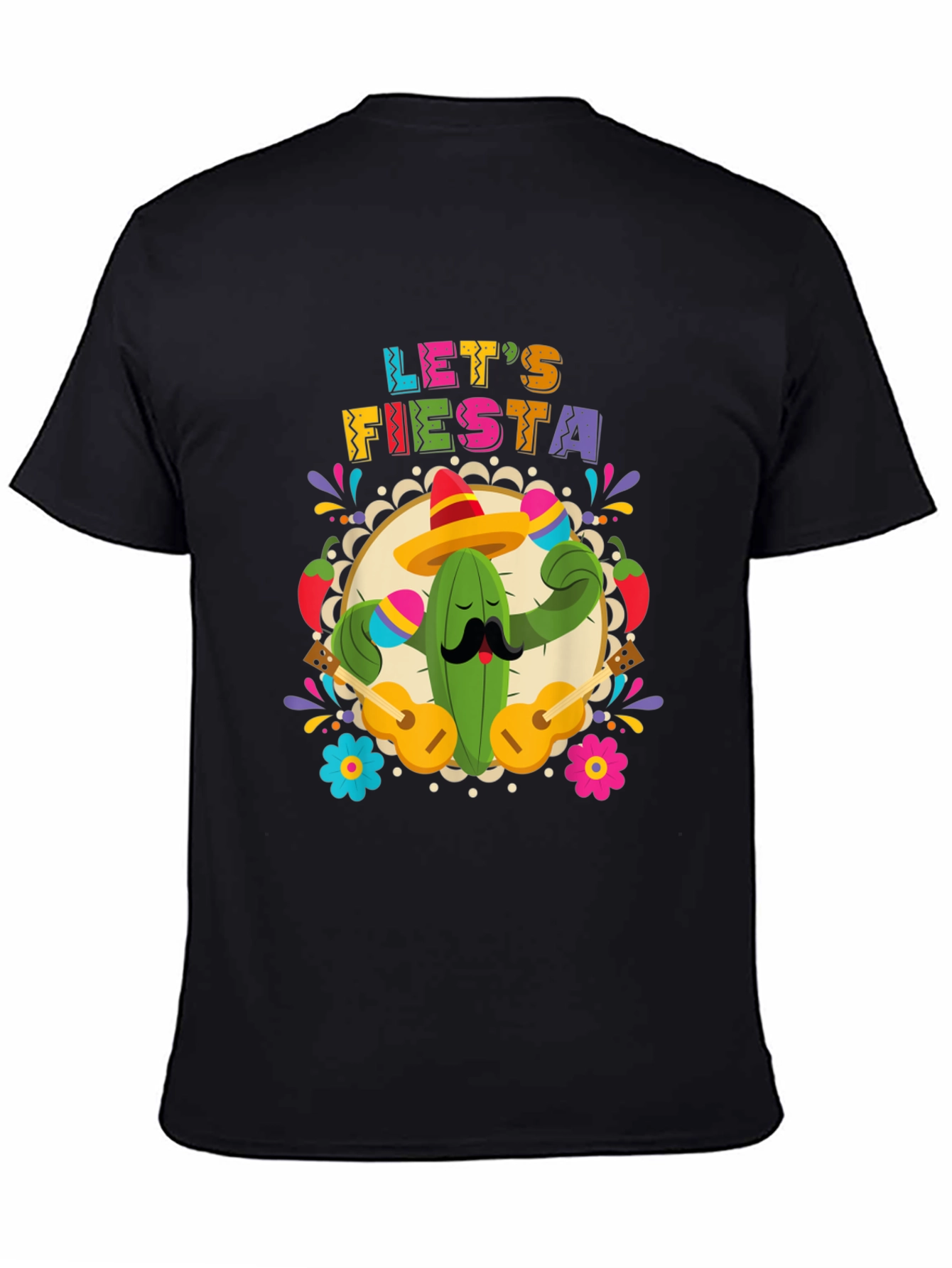 Lets Fiesta Cactus T-Shirt - Mens Black Tee