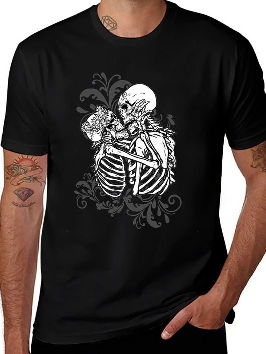 Kissing Skeletons Graphic Tee - Gothic Romance T-Shirt