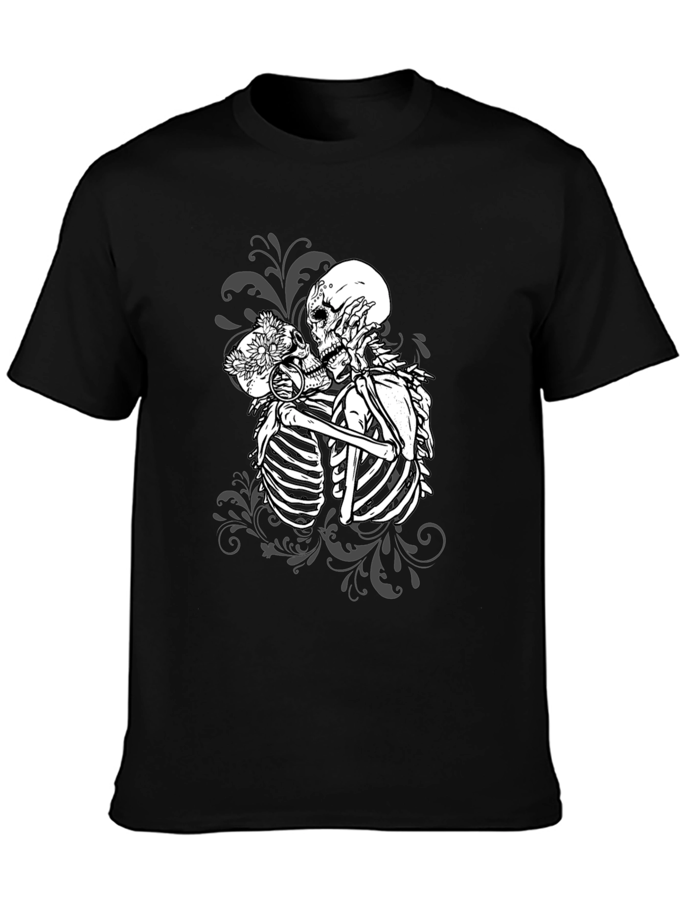 Kissing Skeletons Graphic Tee - Gothic Romance T-Shirt