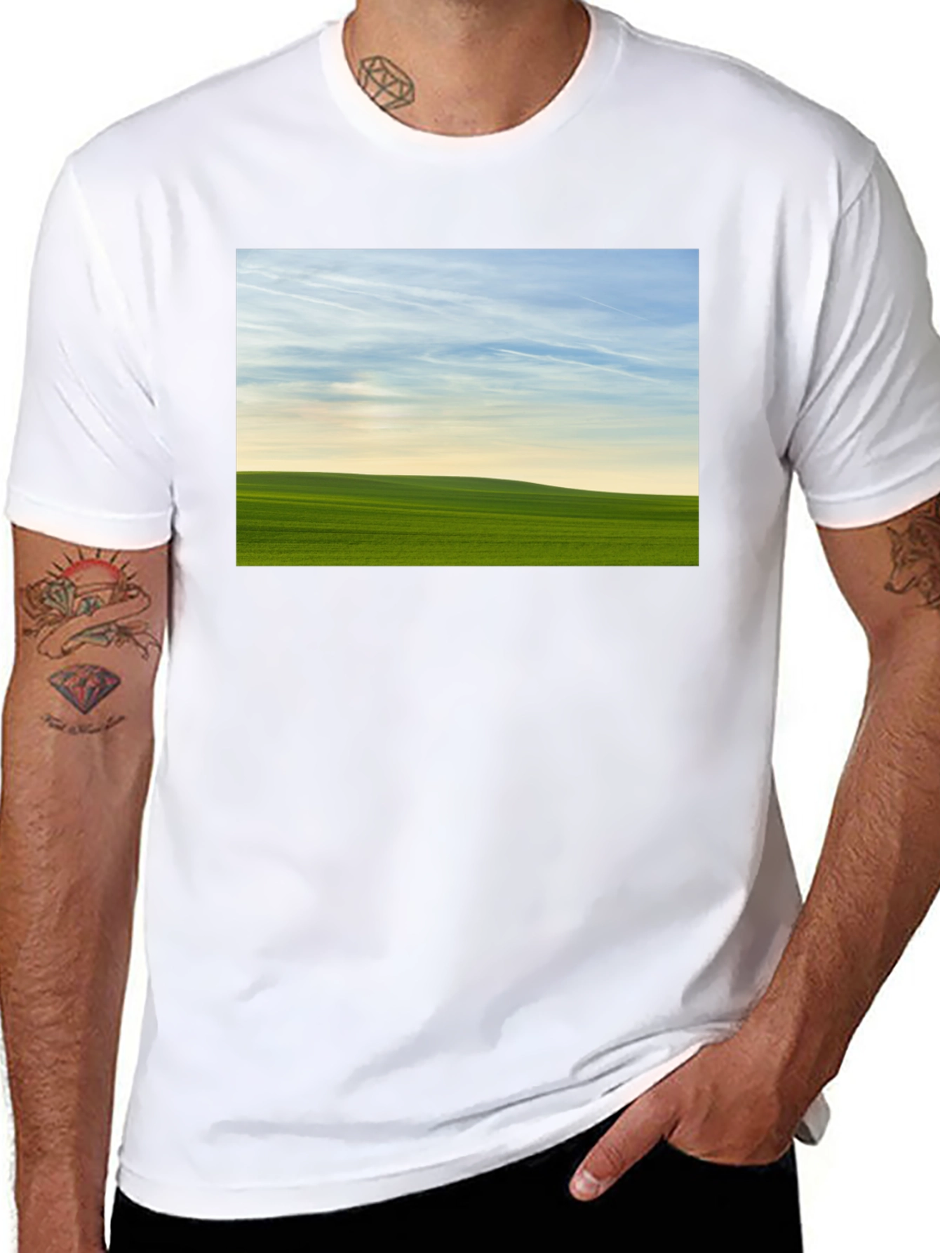Green Field Horizon Graphic Tee