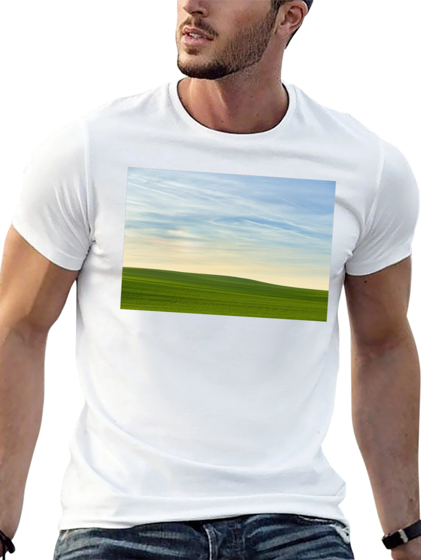 Green Field Horizon Graphic Tee