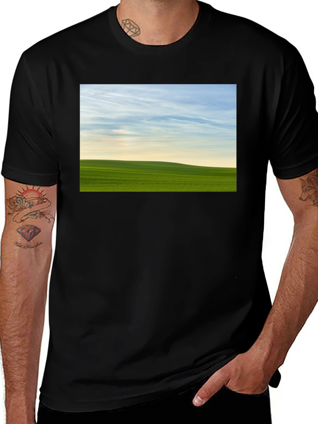 Green Field Horizon Graphic Tee